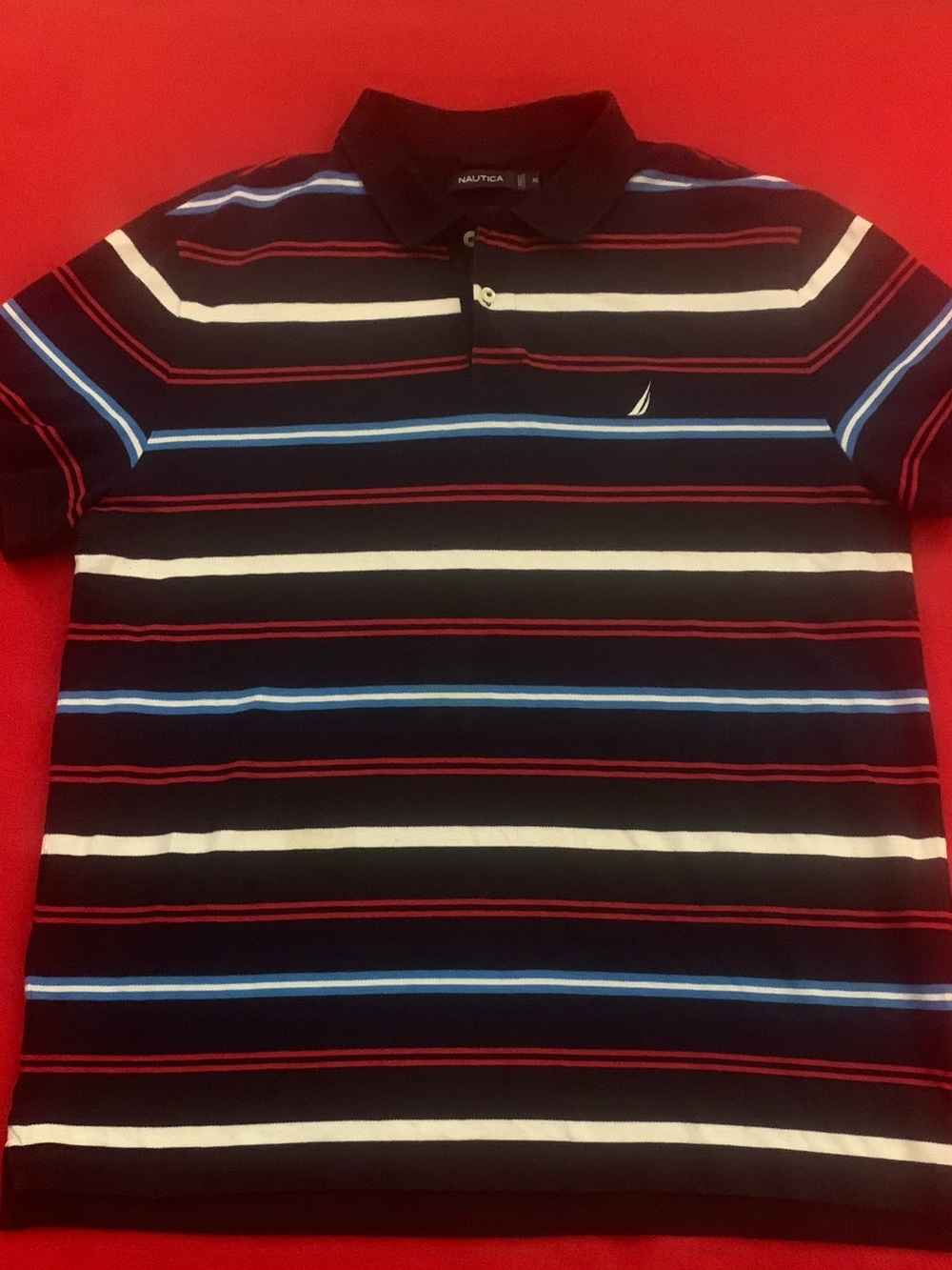 NAUTICA SS 100% Cotton 2 Button Striped Polo